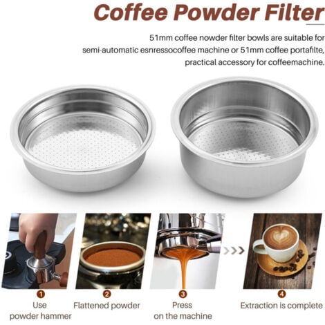 2 PièCes 51Mm Machines à Café en Acier Inoxydable Pressurisé Filtre Panier Poudre Panier Café Fond Porte-Filtre Filtre,TRIMEC