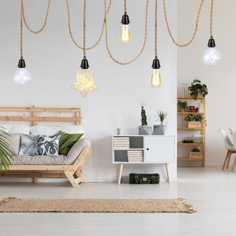 4.5M Câble électrique en lin 2 Conducteurs, avec E27 Douille et Interrupteur, pour DIY Lampe(sans ampoule),TRIMEC