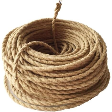 10m Fil électrique Corde, 2 Curs Linge de Cable d'éclairage de Corde Vintage Fil de cuivre recouvert Rétro Tressé Industriel Corde pour DIY Pendentif Lampe,TRIMEC