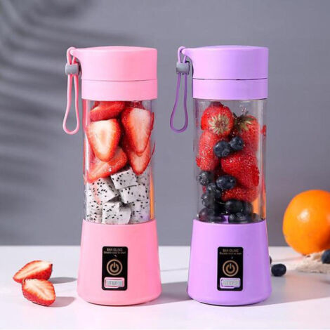 Mélangeur Trachéal Mélangeur De Fruits électrique Smoothie Maker Mélangeur USB Juice Blender Rechargeable 400ML Rose.--TRIMEC