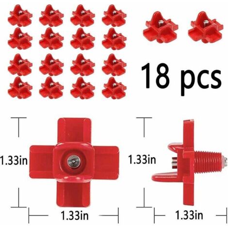YANRU Lot De 18 Abreuvoirs Automatiques Pour Poules – Tétines Anti-Gaspillage Eau Volaille, Rouge, Faciles à Installer Sur Seau