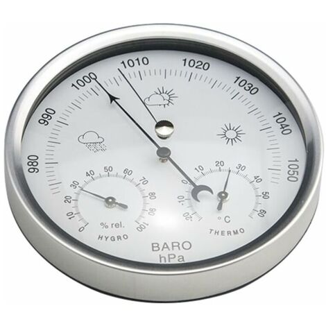 Baromètre Horloge Multifonction ZYNCUE - Avec Thermomètre, Hygromètre, Cadran 90 Mm - Pour Intérieur/extérieur