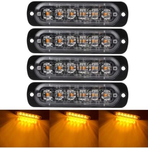 4 feux d'avertissement d'urgence pour véhicules, feux d'urgence pour camions, feux stroboscopiques, 6 LED à montage en surface étanches,--TRIMEC
