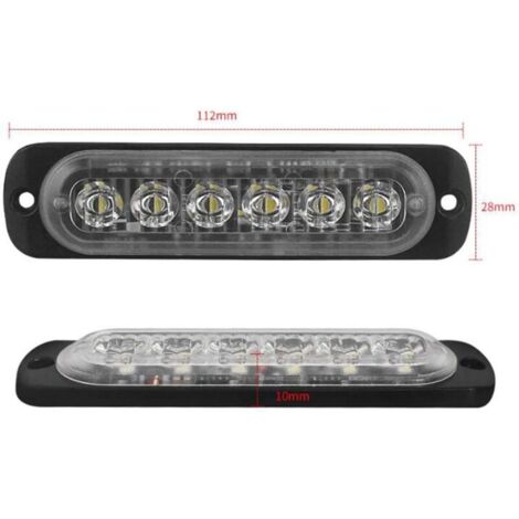 4 feux d'avertissement d'urgence pour véhicules, feux d'urgence pour camions, feux stroboscopiques, 6 LED à montage en surface étanches,--TRIMEC