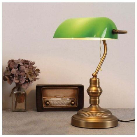 Elégante Lampe de bureau Traditionnelle lampe de banquier en métal