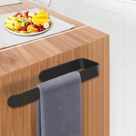 Barre Porte-serviette TocTen Sans Perçage – Noir Mat, Acier Inoxydable 304, Fixation Autocollante Puissante Pour Salle De Bain Et Cuisine