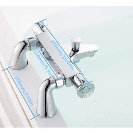 Mitigeur Thermostatique Baignoire, Robinet Thermostatique Bain Douche avec Bouton de Sécurisé à 38°C, Robinets de douche Thermostatique pour Baignoire, Laiton, Anti-brûlure--TRIMEC