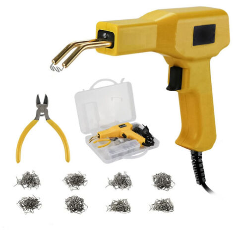 Soudure Plastique, Agrafeuse a Chaud pour Reparer Plastique avec 400 Agrafes, Agrafeuse Plastique pour Réparation Pare-Chocs et Carrosserie, Pistolet à Souder Soudage Plastique--TRIMEC