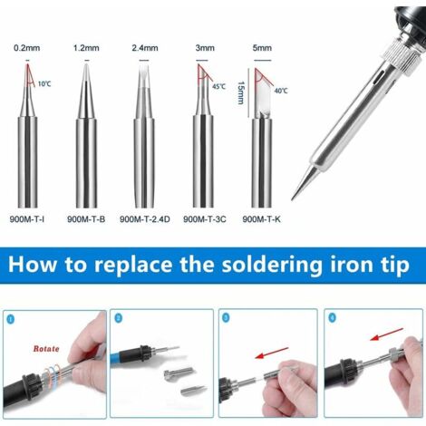 Fer a Souder [Upgraded] Fer a Souder Etain de Précision avec Interrupteur ON/OFF, 9 en 1 Kit, 5 pointes de fer à souder, fil à souder, Support de fer à souder, Temperature Réglable 200450℃--TRIMEC