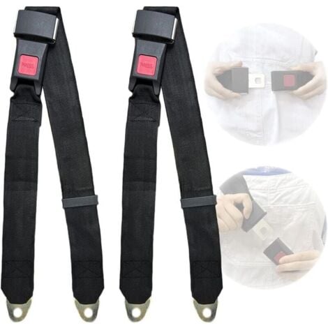 Lot de 2 ceintures de sécurité universelles réglables 2 points de harnais de sécurité réglables ceinture de sécurité simple double - noir--TRIMEC