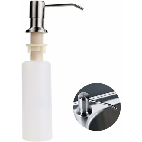 Distributeur Savon évier Cuisine Acier Inoxydable Distributeur Savon Cuisine encastrable Distributeur détergent Rechargeable pour évier Cuisine Ensemble--TRIMEC
