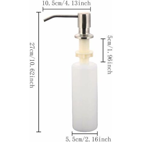 Distributeur Savon évier Cuisine Acier Inoxydable Distributeur Savon Cuisine encastrable Distributeur détergent Rechargeable pour évier Cuisine Ensemble--TRIMEC