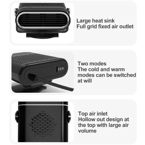 Chauffage De Voiture Portable - Alimentation 14-21V DC, Avec Lumière Et Port USB, Pour Dégivrage Pare-brise (batterie Non Incluse)