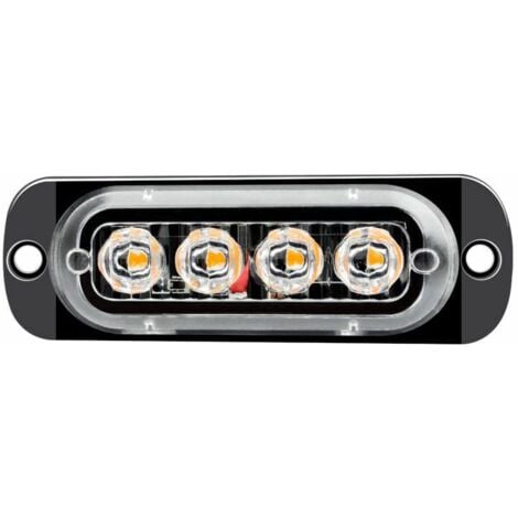 4X Feux de Pénétration à 4 LEDs 12/24V Gyrophare LED Orange Feux Flash Voyant d’Alarme Urgence Strobe Clignotants Auto IPX-4 pour Van Camion Tractopelle Chariot à Fourche Tracteur TRIMEC