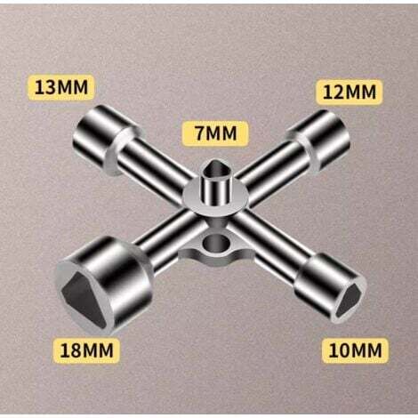 Clé Triangle 4 Voies 5 Tailles (7,10,12,13,18mm) - Clé Universelle Pour Compteur Eau/gaz, Armoires | En Alliage De Zinc, Trou Pour Porte-clés