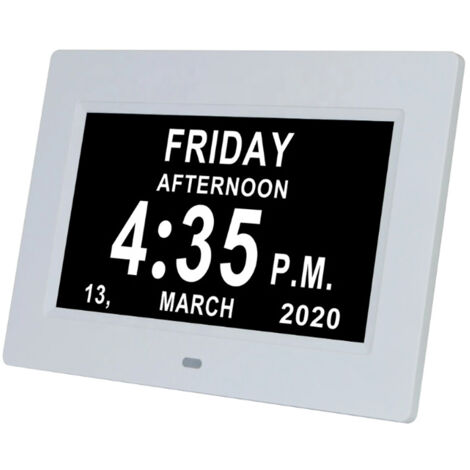 SINOIDEAS 8 Pouce LCD Horloge Numérique Calendrier avec Date, Horloge