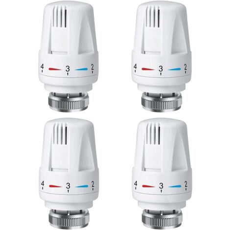 Tête de thermostat Thermostat 4 pièces M 30 x 1,5 Tête de rechange pour vanne de radiateur avec réglage antigel