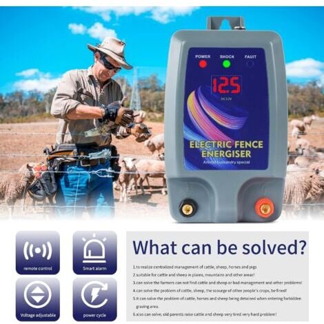 Clôture électrique, Clôture électrique pour bétail, Animaux, électrificateur de clôture, Haute Puissance, 3 Modes d'alimentation pour élevage de volailles