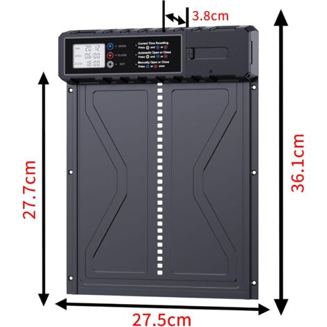 Porte Automatique Poulailler, Batterie avec Écran LCD Programmable Étanche, Porte Automatique Poulailler en Aluminium avec Minuterie, Porte Poulailler Automatique, Ouvre-Porte Vertical (Noir)