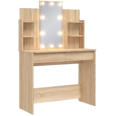 Coiffeuse avec lumières LED chêne sonoma 96x40x142 cm