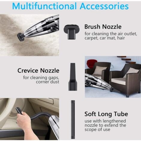 Aspirateur à Main sans Fil Puissant Portable 120W 2200mAh avec Fonction Huimide & Sèche Filtre HEPA Lavable et 5 Buses Rechargeable pour Maison,Table, Bureau, Voiture
