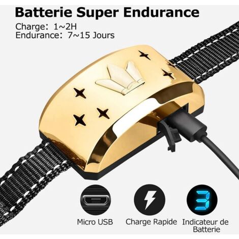 Collier Anti Aboiement Chien Électrique Automatique Rechargeable Avec 7 Niveaux Ajustables, 3 Modes Sensibilité/Vibration/Choc 19-62Cm Sangle Réglable Pour Petit/Gros Chien Étanche Ip66(2020 Version)-