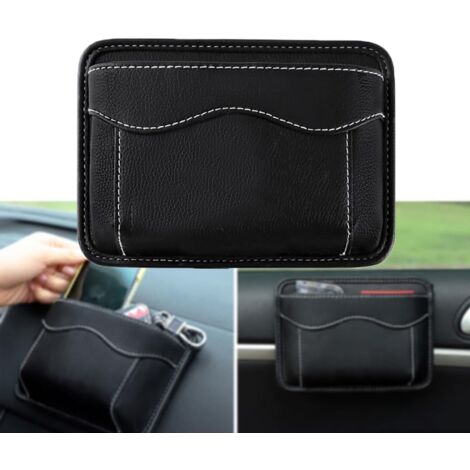 Organiseur Latéral Pour Siège De Voiture En Cuir PU - 18x12.5cm - Collant 3M - Pour Téléphone, Clés, Monnaie, Tickets