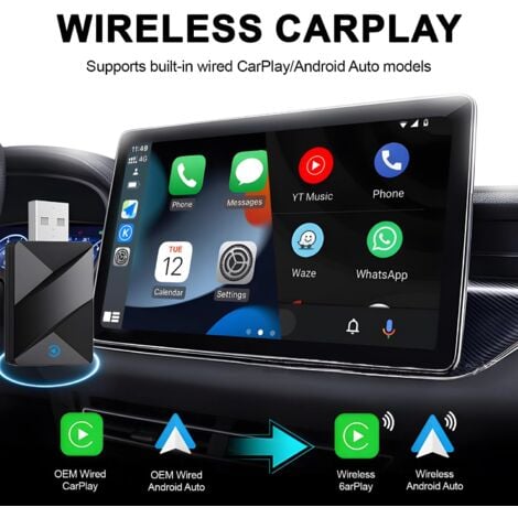 Adaptateur Carplay sans Fil Adaptateur carplay sans Fil pour iphone Carplay est câblé sur Le sans Fil avec Les Voitures à partir de 2016 et Phone iOS 10+