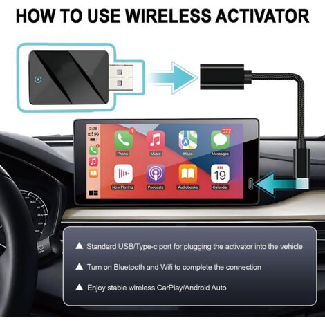Adaptateur Carplay sans Fil Adaptateur carplay sans Fil pour iphone Carplay est câblé sur Le sans Fil avec Les Voitures à partir de 2016 et Phone iOS 10+