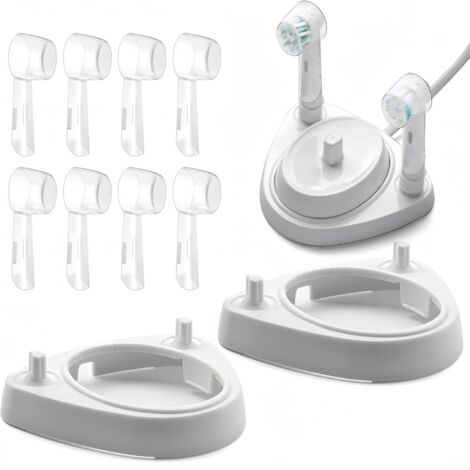 Support Pour Brosse à Dents Électrique - Universel, Avec 4 Capuchons Anti-poussière - Design Compact 8.5x7.5x2 Cm - Pour Oral-B & Autres - 8