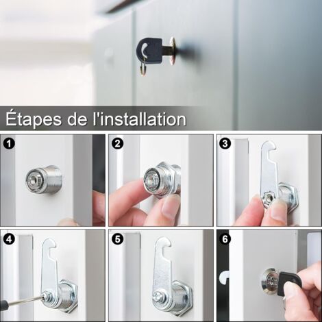Barillet De Serrure à Crochet 30mm Pour Boîte Aux Lettres, Vestiaire Ou Cassier - 2 Clés Fournies