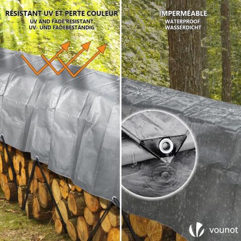 Bâche De Protection Polyéthylène Verte Lourde - 3.5m X 6m, Imperméable, Anti-UV, Œillets Métalliques