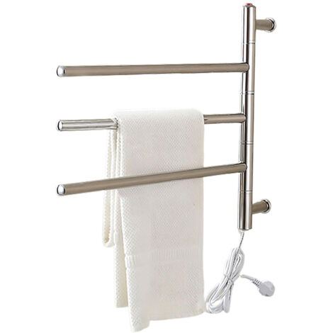 AYYDS Sèche-Serviettes Électrique, Warm Towel Rotation à 180°, Chauffe-Serviettes Électrique Mural, Sèche-Serviettes De Salle De Bain, Écran LCD, Minuterie Jusqu'à 8h, 42 X 66cm (Gris