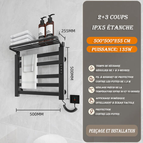 Chauffe-Serviettes Portable 20 L COSTWAY, Lumière LED, Réservation 24 H, Temps Chauffant et Température Réglables, Sécurité Enfant - Bricolage