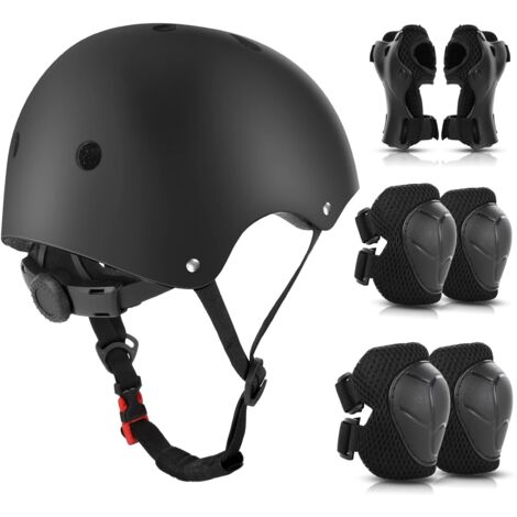 Kit Protection Enfant 7 Pièces - Casque, Genouillères, Coudières, Protège-poignets - Réglable, Rose - Pour Roller, Vélo, Skate