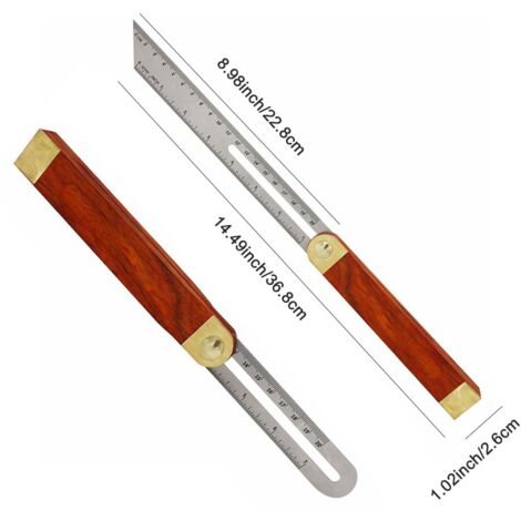 Rapporteur à Angle Réglable 30,5 Cm - équerre Coulissante Avec Niveau - Acier Inoxydable - Pour Mesure Et Traçage - 5