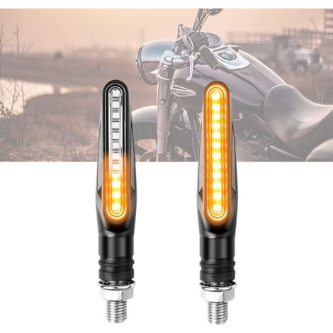 2 Clignotants LED Ambre Pour Moto - Mode Flowing - 12V, 12 LED - Étanches - Pour Scooter, Quad, Cruiser
