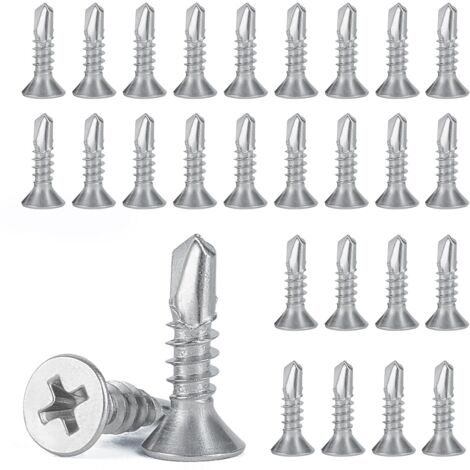 Lot De 100 Vis Autotaraudeuses Pour Bois - 28mm X 4mm - Fer Galvanisé Argenté - Pour Assemblage Meuble