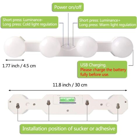 Ensemble D'éclairage De Miroir Avec 14 Ampoules Pour Coiffeuse, Miroir LED Hollywood à Intensité Variable, Lampe De Coiffeuse USB Avec Interrupteur | Leroy Merlin