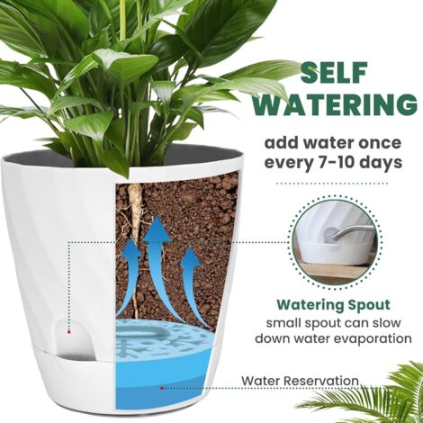 6 Pots De Fleurs En Plastique 15,5 Cm Avec Soucoupes - Ronds, Trous De Drainage, Pour Intérieur Et Extérieur