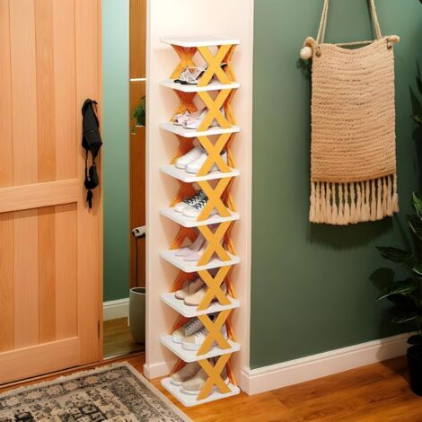 Étagère à chaussures croisée 1 pièce, chambre intérieure multicouche en bambou Simple, dortoir, usage domestique, étagère de rangement à l'entrée – acheter aux petits prix dans la boutique en ligne