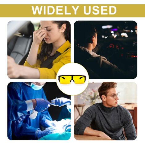 Lentille Jaune ClaIR Rectangle Clip Sans Monture Lunettes Conduite Vision Nuit