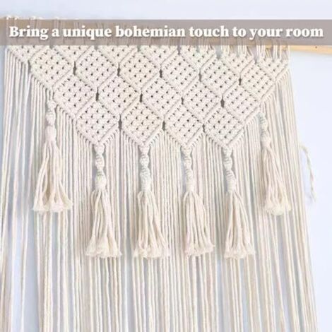 Rideau de porte en fil de coton macramé artisanal, taille L