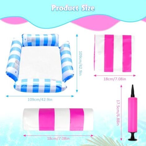 VFANDV Hamac Gonflable 4-en-1 – Flotteur Piscine Double Avec Pompe à Main, Matelas 120kg Pour Plage Et Vacances