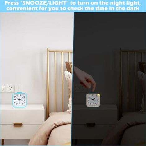 Relogeuhr Reveil Analogique Avec Lumières, Petit Réveil Rétro Silencieux Réveil Chevet Étudiant