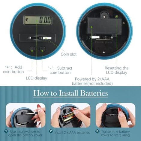 Tirelire Electronique 1.8L VFANDV Avec Écran LCD - Compteur Automatique Pièces EUR - Idéale Enfants Et Adultes