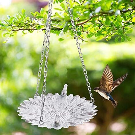 MUMTOP Bain D'oiseaux En Verre Pour L'extérieur, Mangeoires à Oiseaux