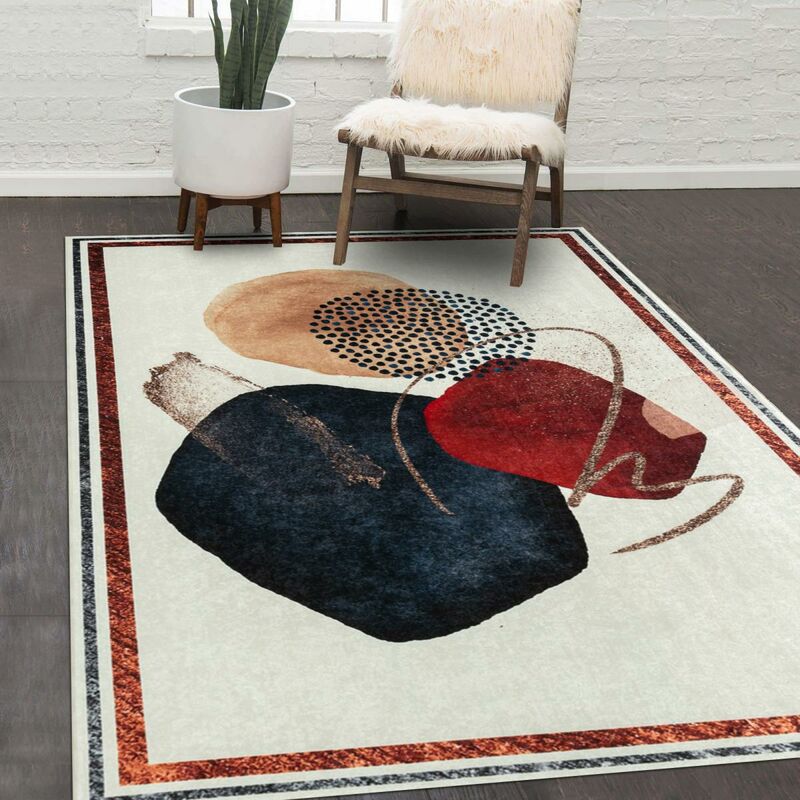 AIDUCHO Tapis de décoration Tapis de Zone Lavables Rond Duveteux