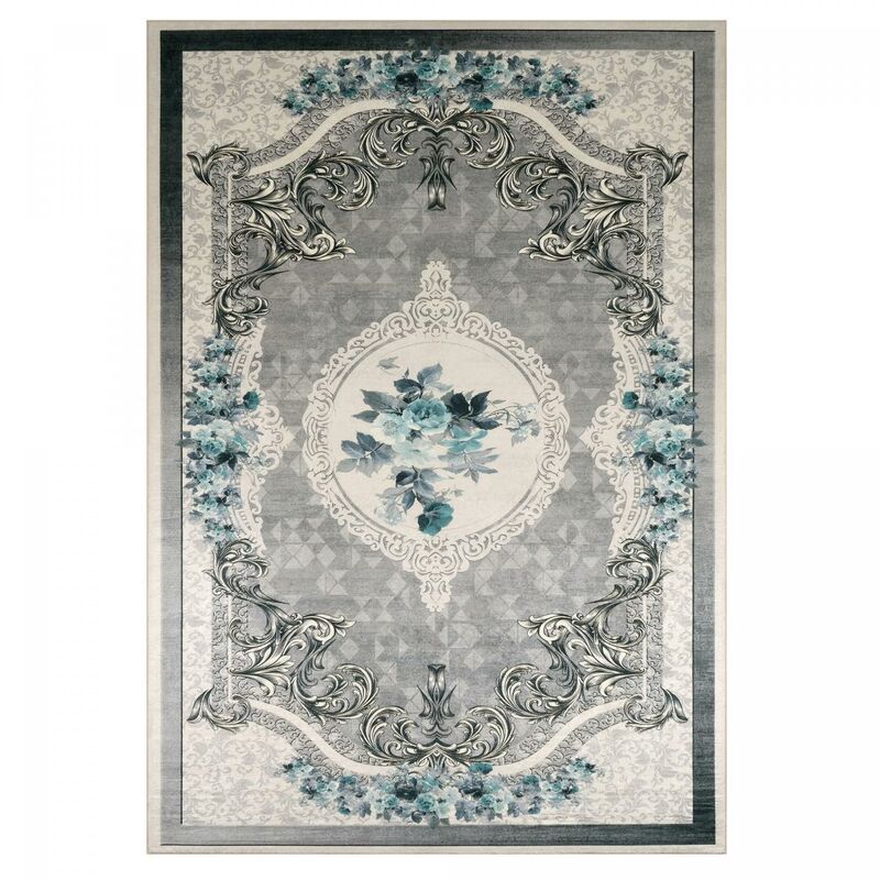 50x80 - Tapis salon IMPNUM 58 Or 50x80 Lavable 30° en polyester doux et  soyeux