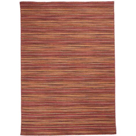 Tapis chambre en laine 80x140 rouge rectangle fait à la main (1/5)